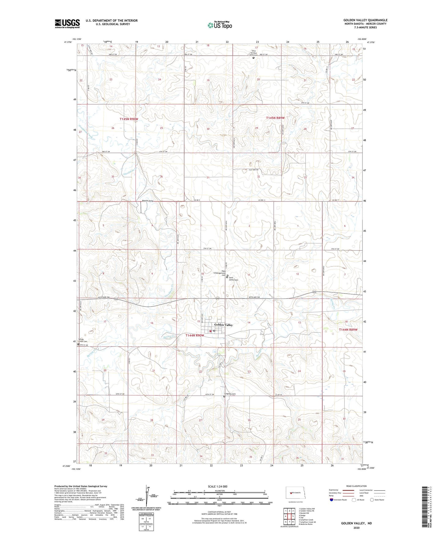 Golden Valley North Dakota US Topo Map Image