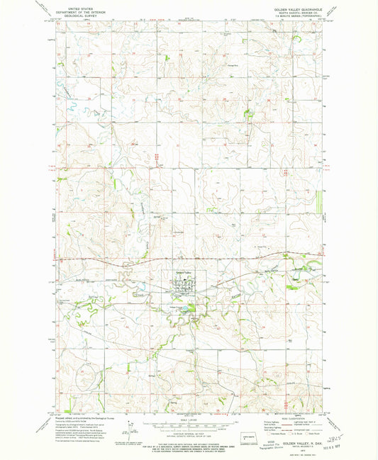 Classic USGS Golden Valley North Dakota 7.5'x7.5' Topo Map Image