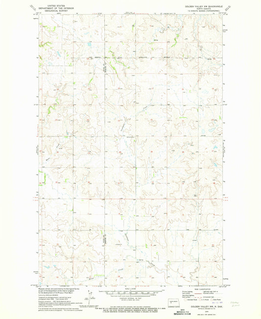 Classic USGS Golden Valley NW North Dakota 7.5'x7.5' Topo Map Image