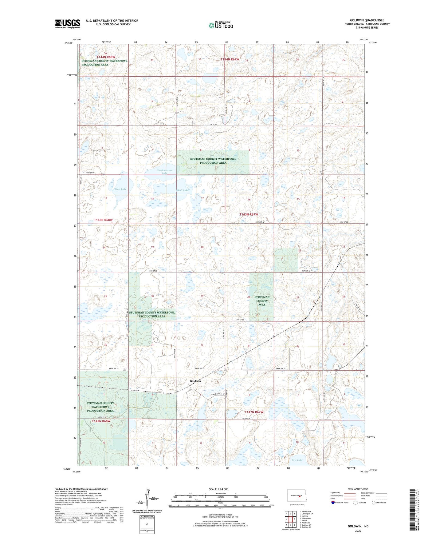Goldwin North Dakota US Topo Map Image