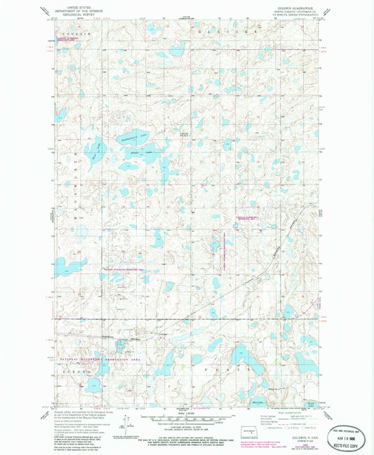 Classic USGS Goldwin North Dakota 7.5'x7.5' Topo Map Image