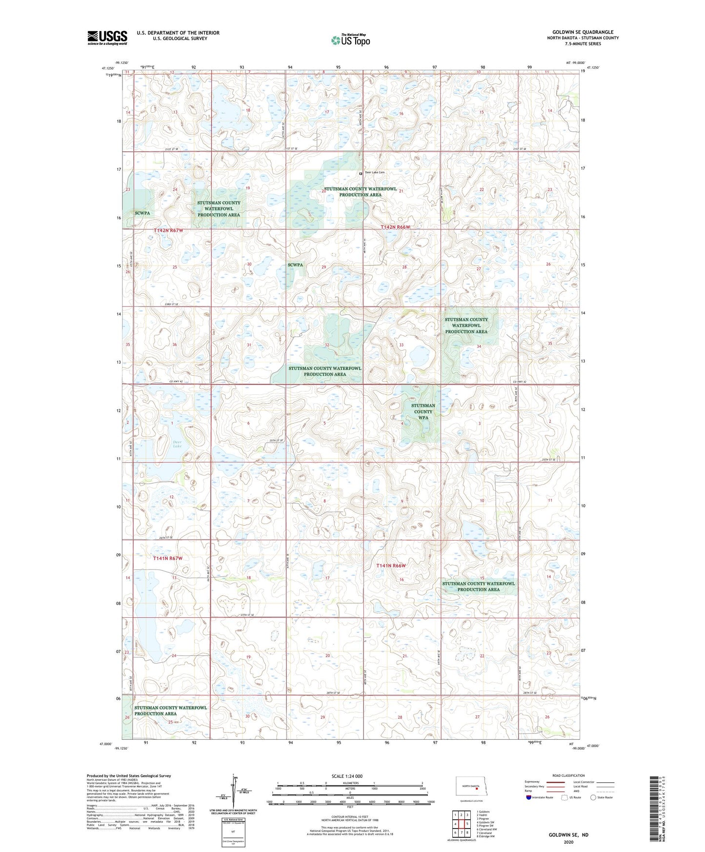 Goldwin SE North Dakota US Topo Map Image