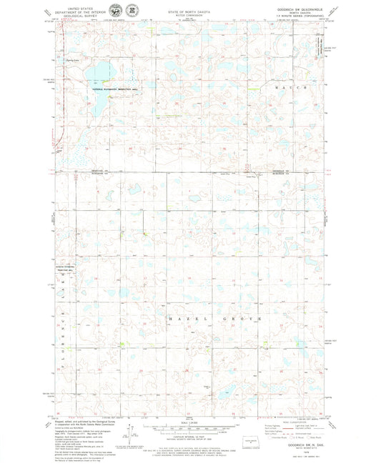 Classic USGS Goodrich SW North Dakota 7.5'x7.5' Topo Map Image