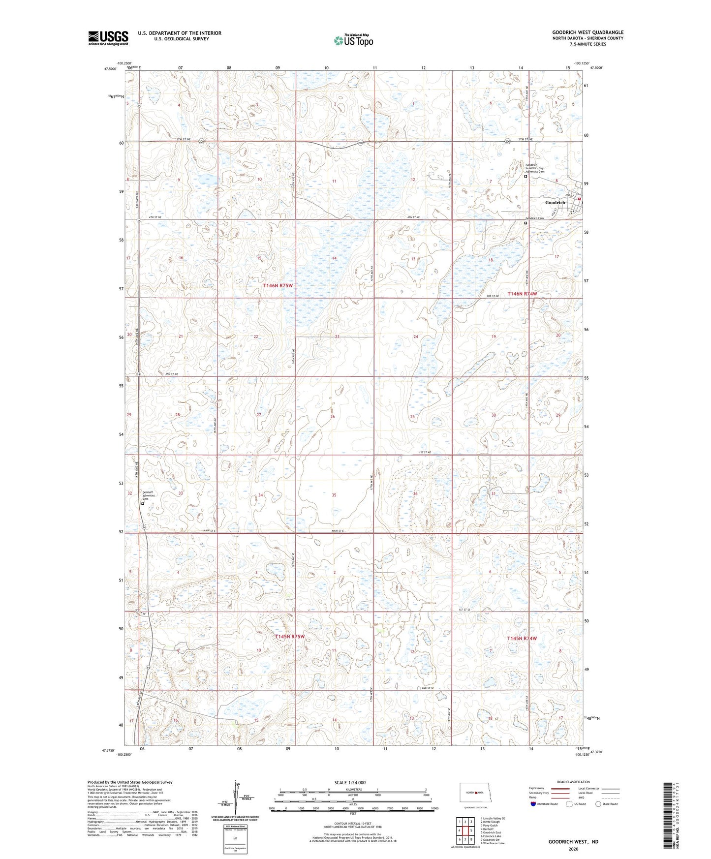 Goodrich West North Dakota US Topo Map Image