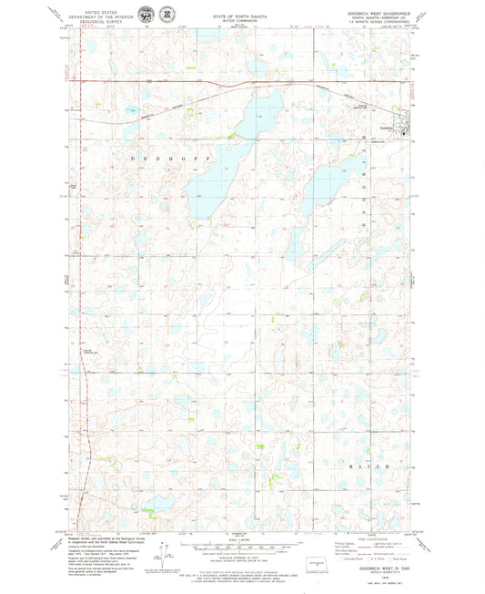 Classic USGS Goodrich West North Dakota 7.5'x7.5' Topo Map Image