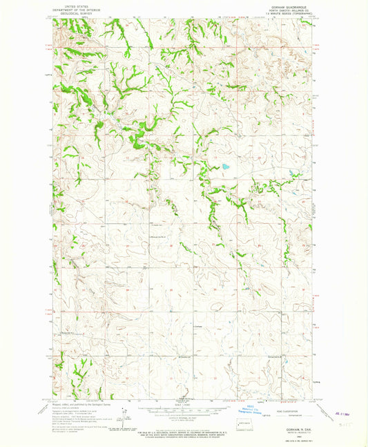 Classic USGS Gorham North Dakota 7.5'x7.5' Topo Map Image