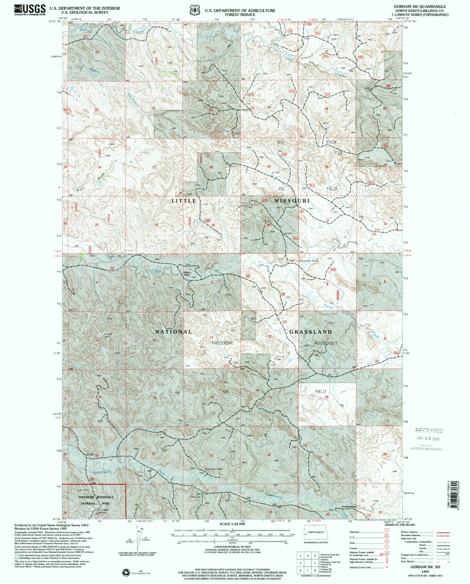 Classic USGS Gorham SW North Dakota 7.5'x7.5' Topo Map Image