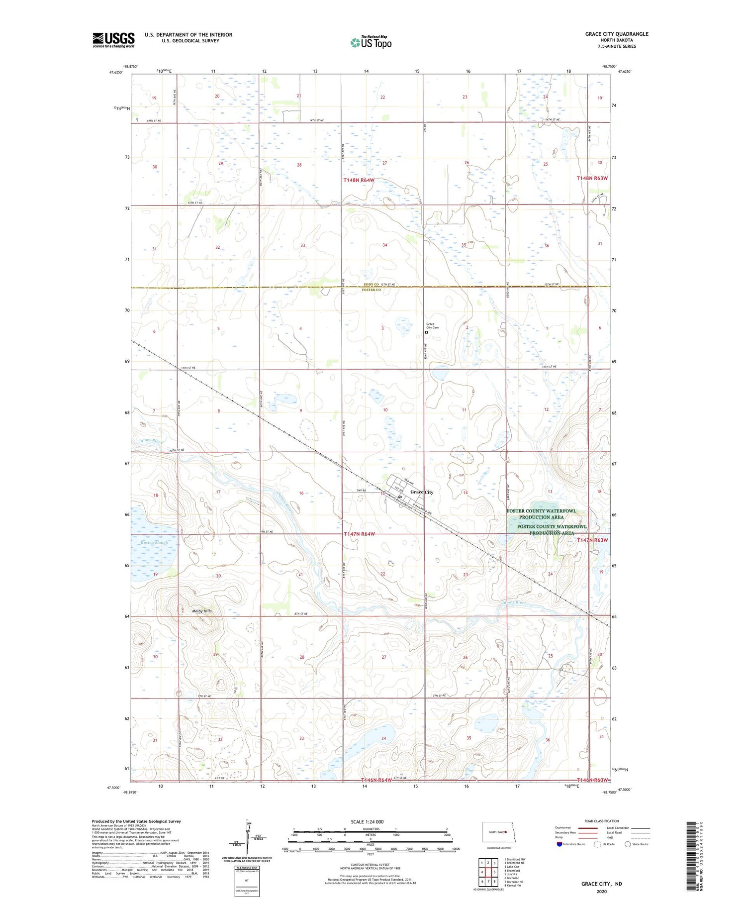 Grace City North Dakota US Topo Map Image
