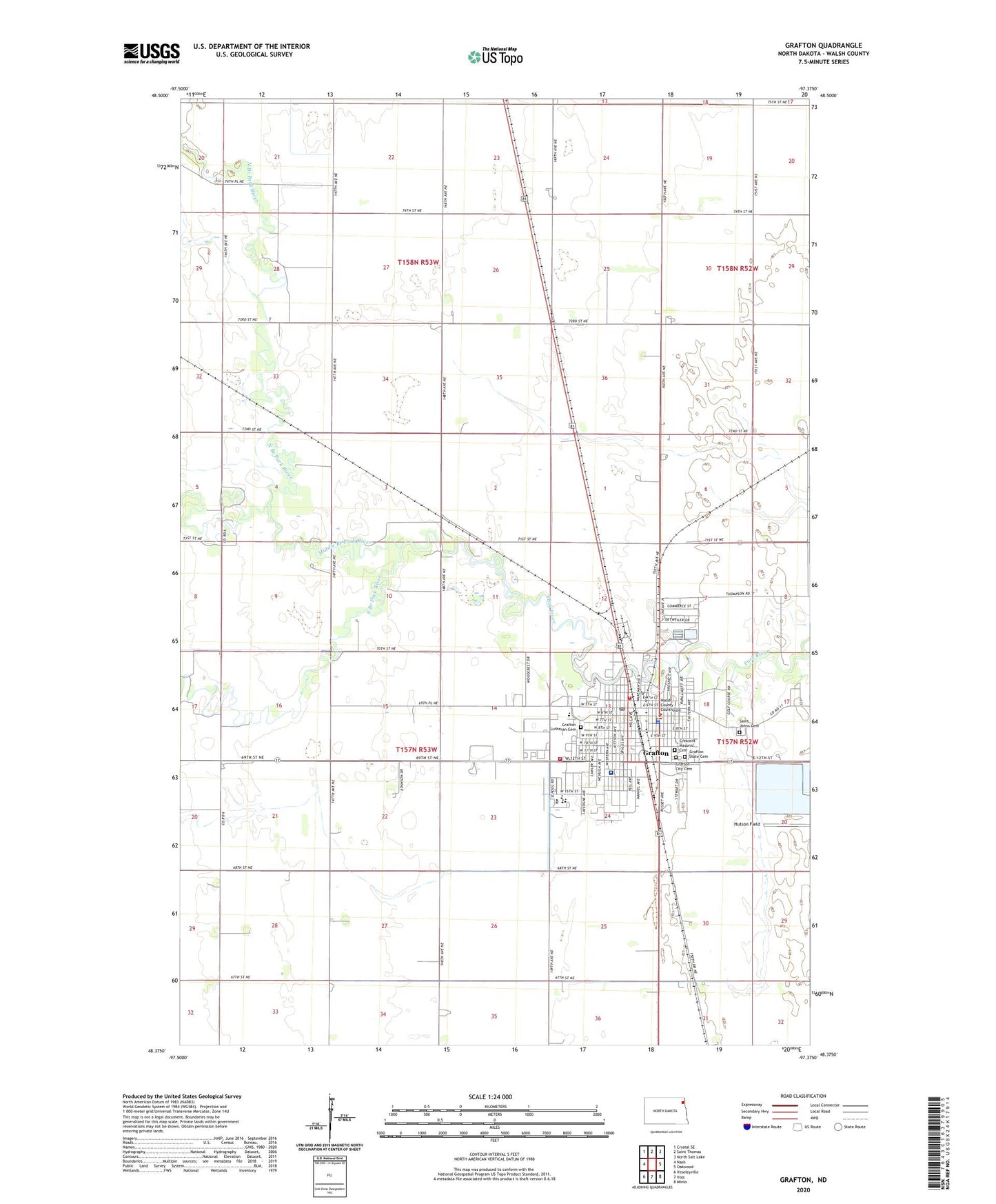 Grafton North Dakota US Topo Map Image