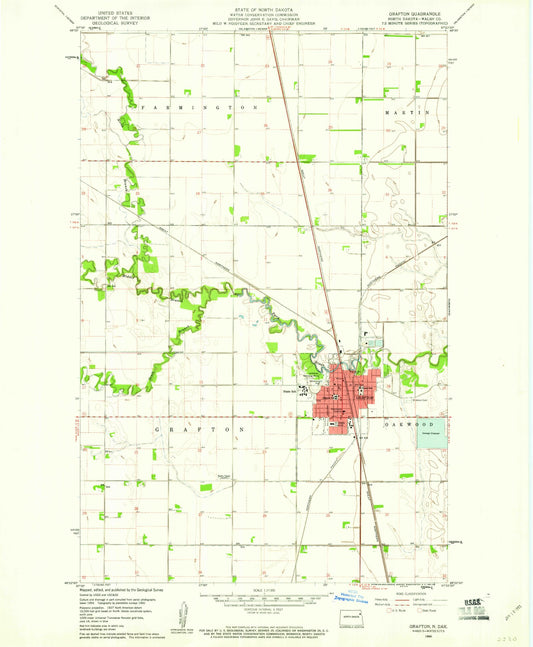 Classic USGS Grafton North Dakota 7.5'x7.5' Topo Map Image