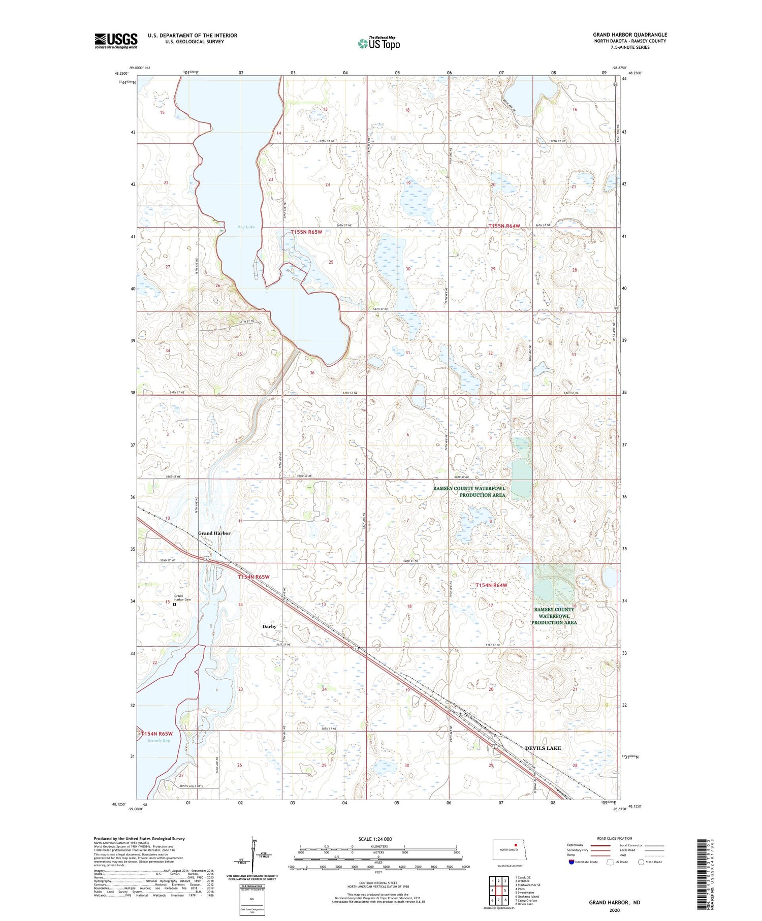 Grand Harbor North Dakota US Topo Map Image