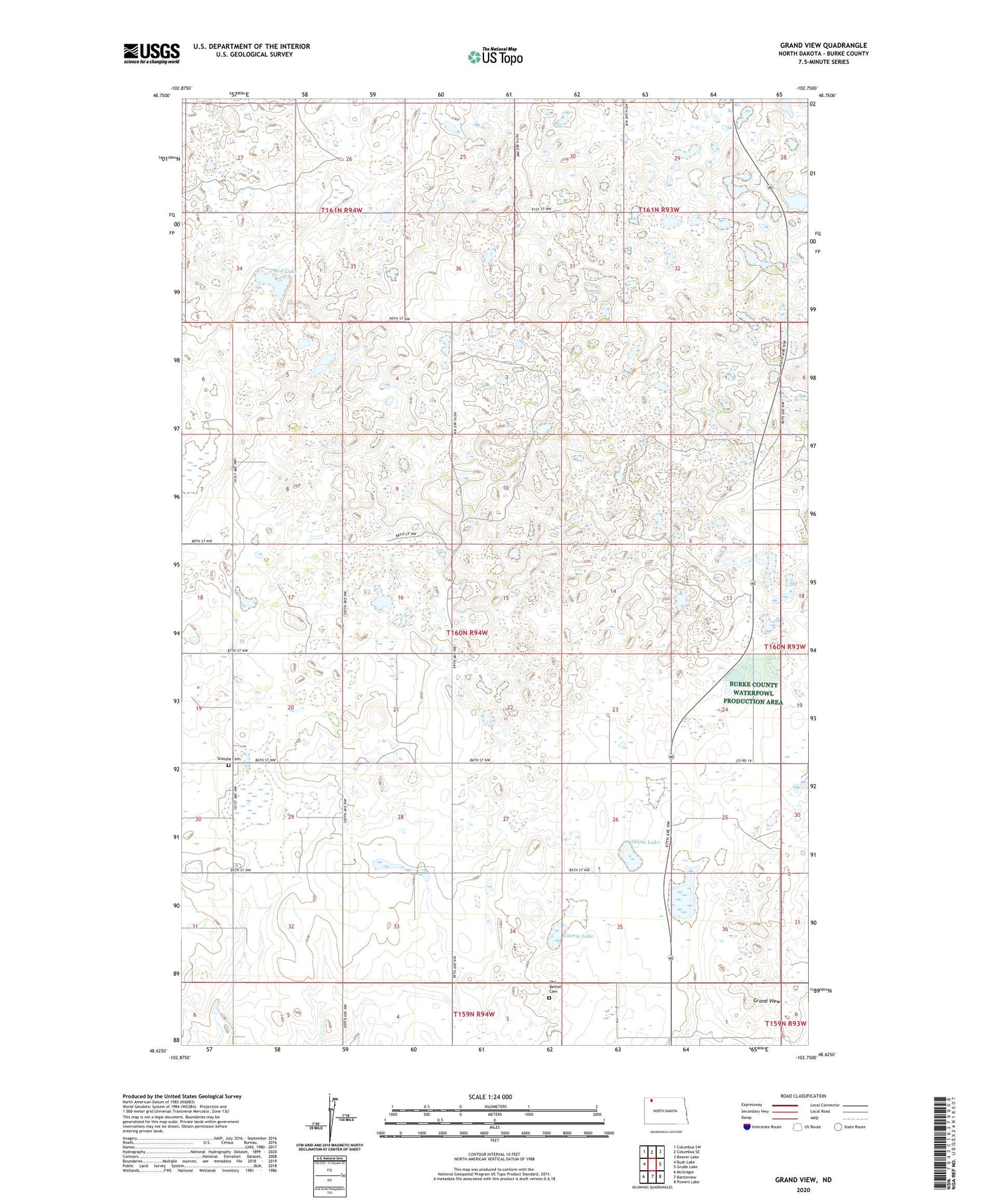 Grand View North Dakota US Topo Map Image