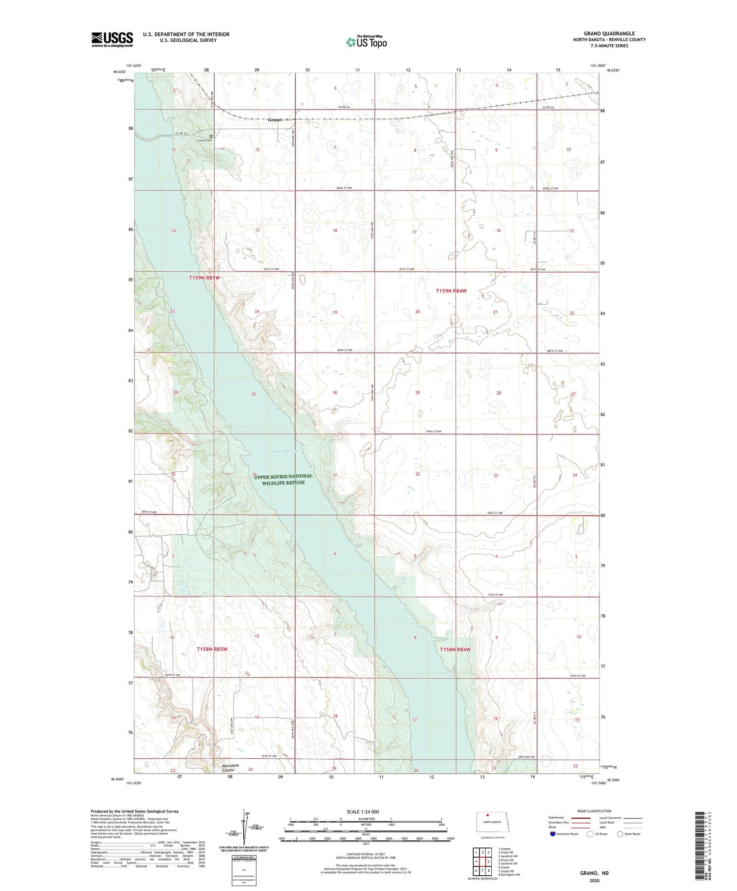Grano North Dakota US Topo Map Image