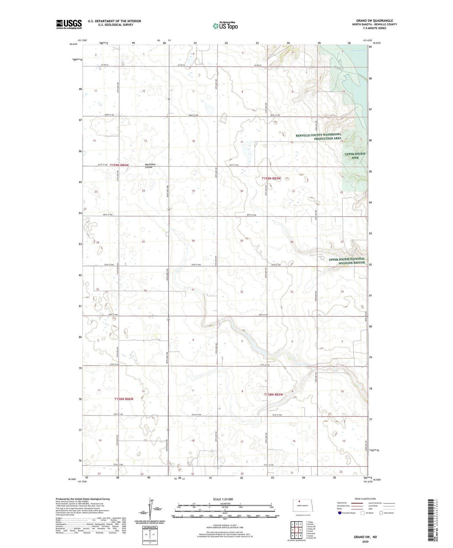 Grano SW North Dakota US Topo Map Image