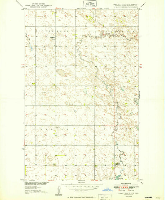 Classic USGS Granville NE North Dakota 7.5'x7.5' Topo Map Image