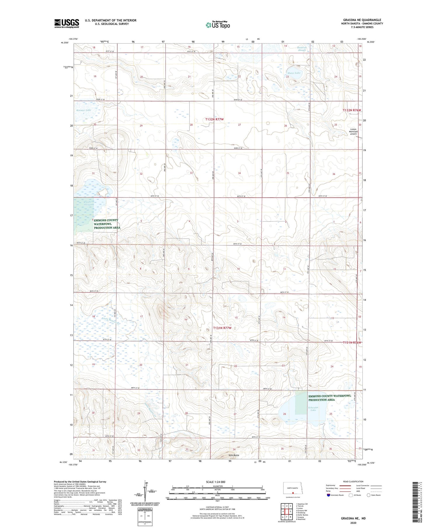 Grassna NE North Dakota US Topo Map Image