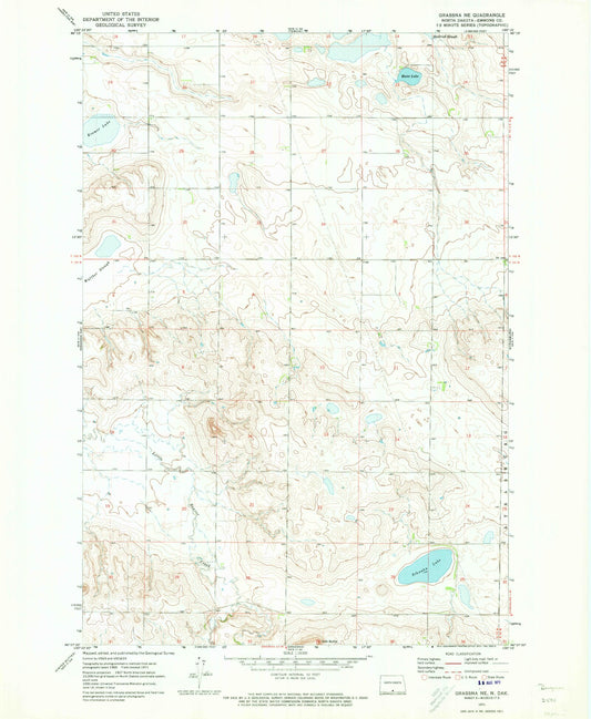 Classic USGS Grassna NE North Dakota 7.5'x7.5' Topo Map Image