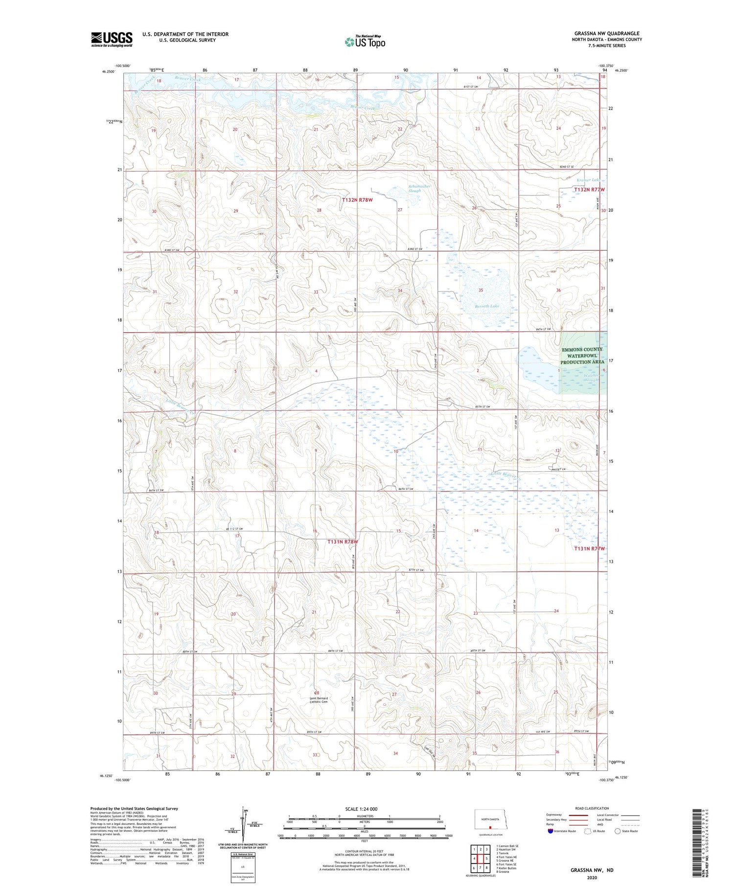 Grassna NW North Dakota US Topo Map Image