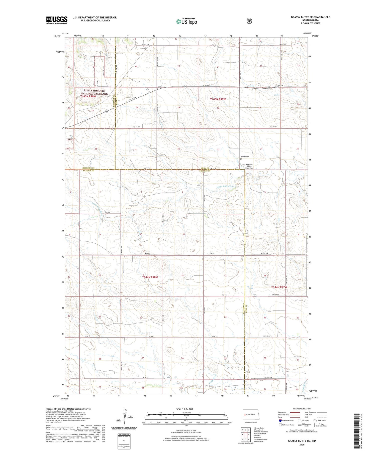 Grassy Butte SE North Dakota US Topo Map Image