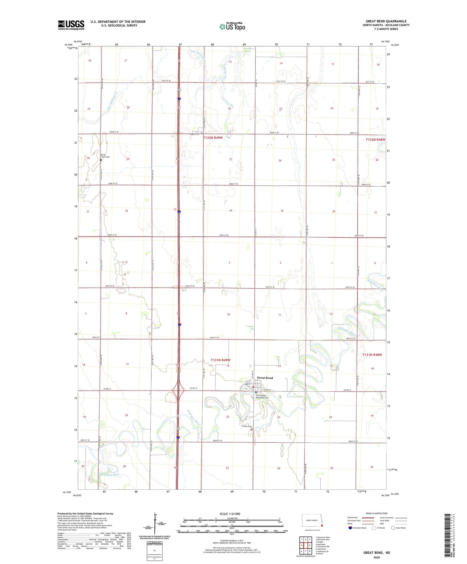 Great Bend North Dakota US Topo Map Image