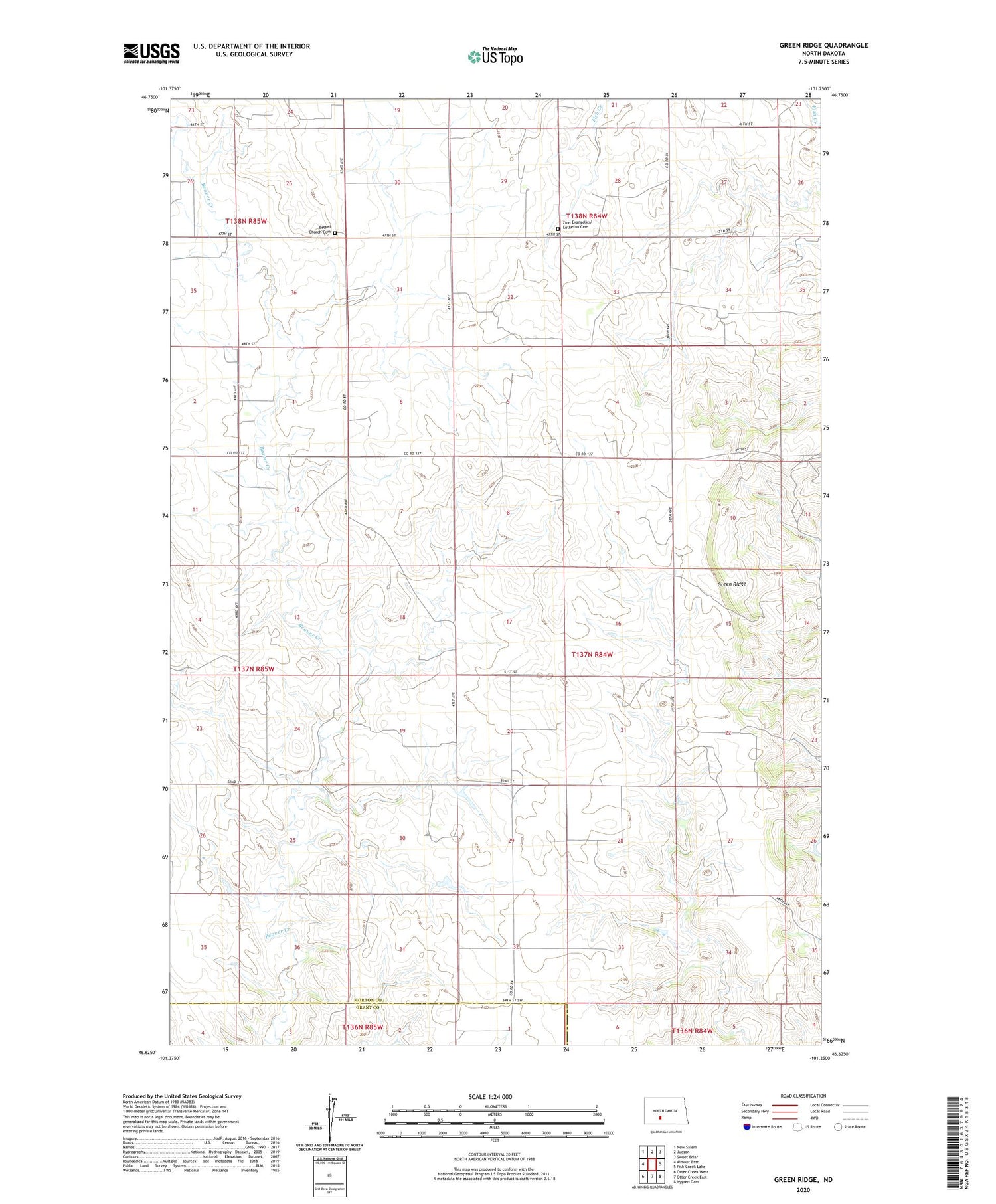 Green Ridge North Dakota US Topo Map Image