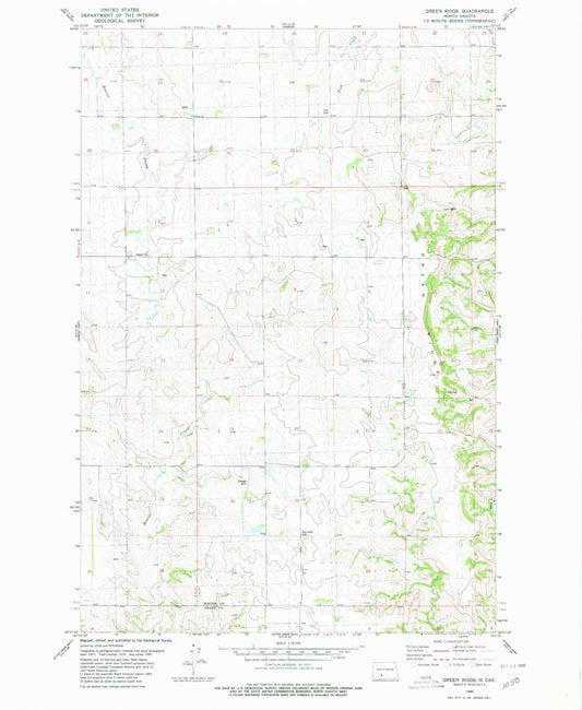 Classic USGS Green Ridge North Dakota 7.5'x7.5' Topo Map Image