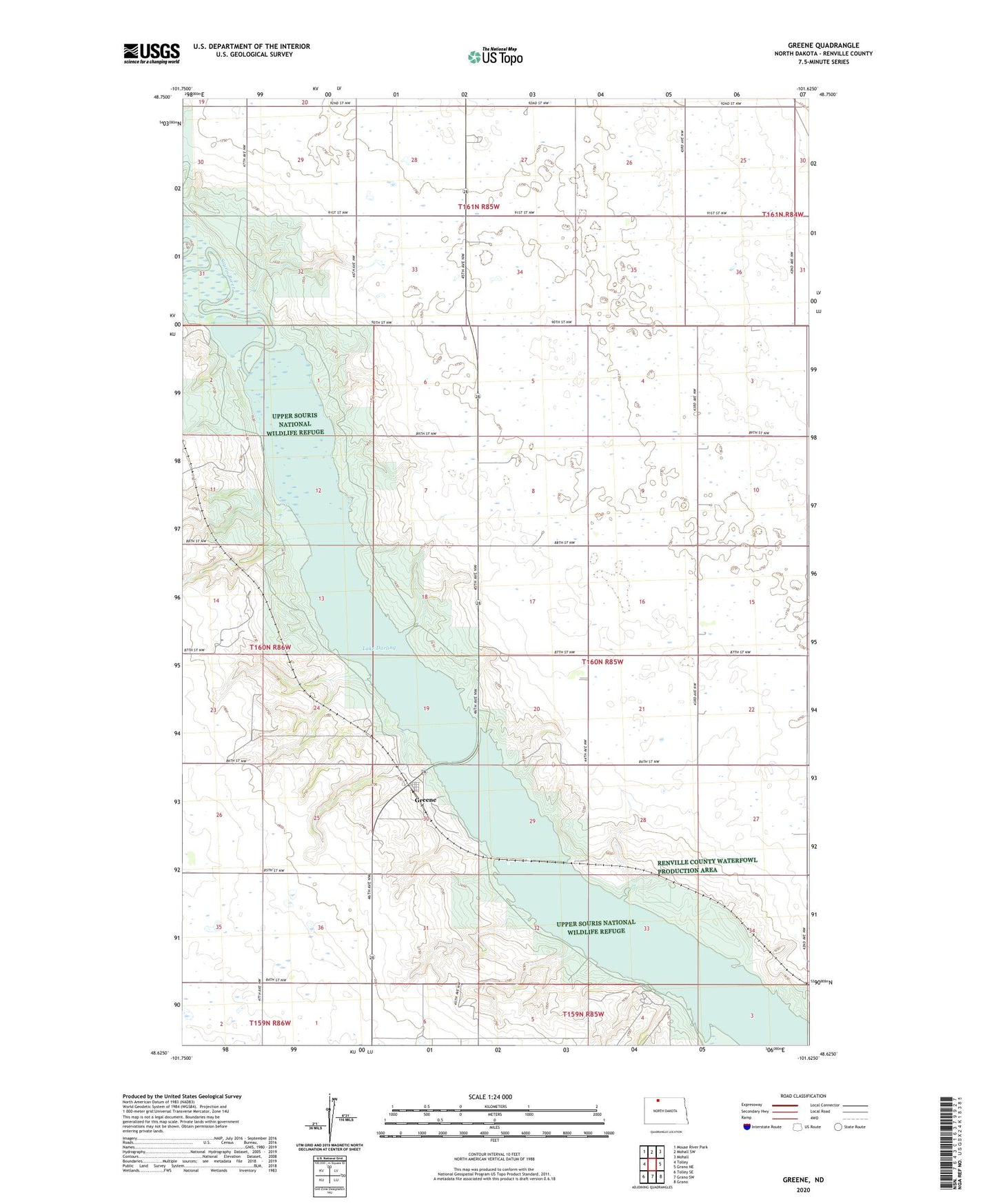 Greene North Dakota US Topo Map Image