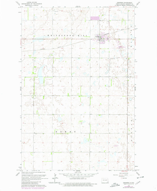 Classic USGS Gwinner North Dakota 7.5'x7.5' Topo Map Image