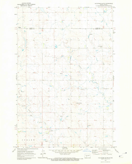 Classic USGS Hailstone Butte North Dakota 7.5'x7.5' Topo Map Image