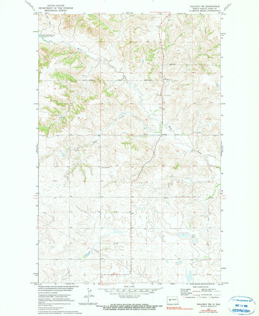 Classic USGS Halliday NE North Dakota 7.5'x7.5' Topo Map Image