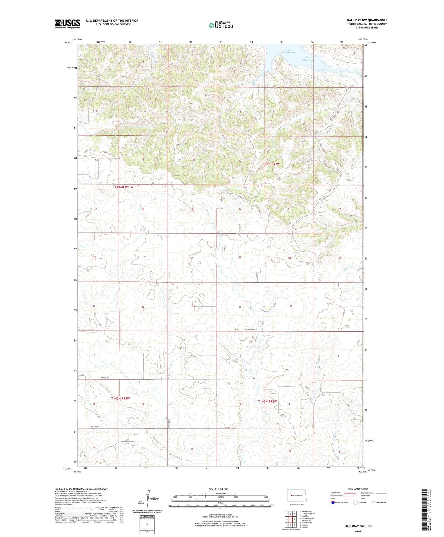 Halliday NW North Dakota US Topo Map Image