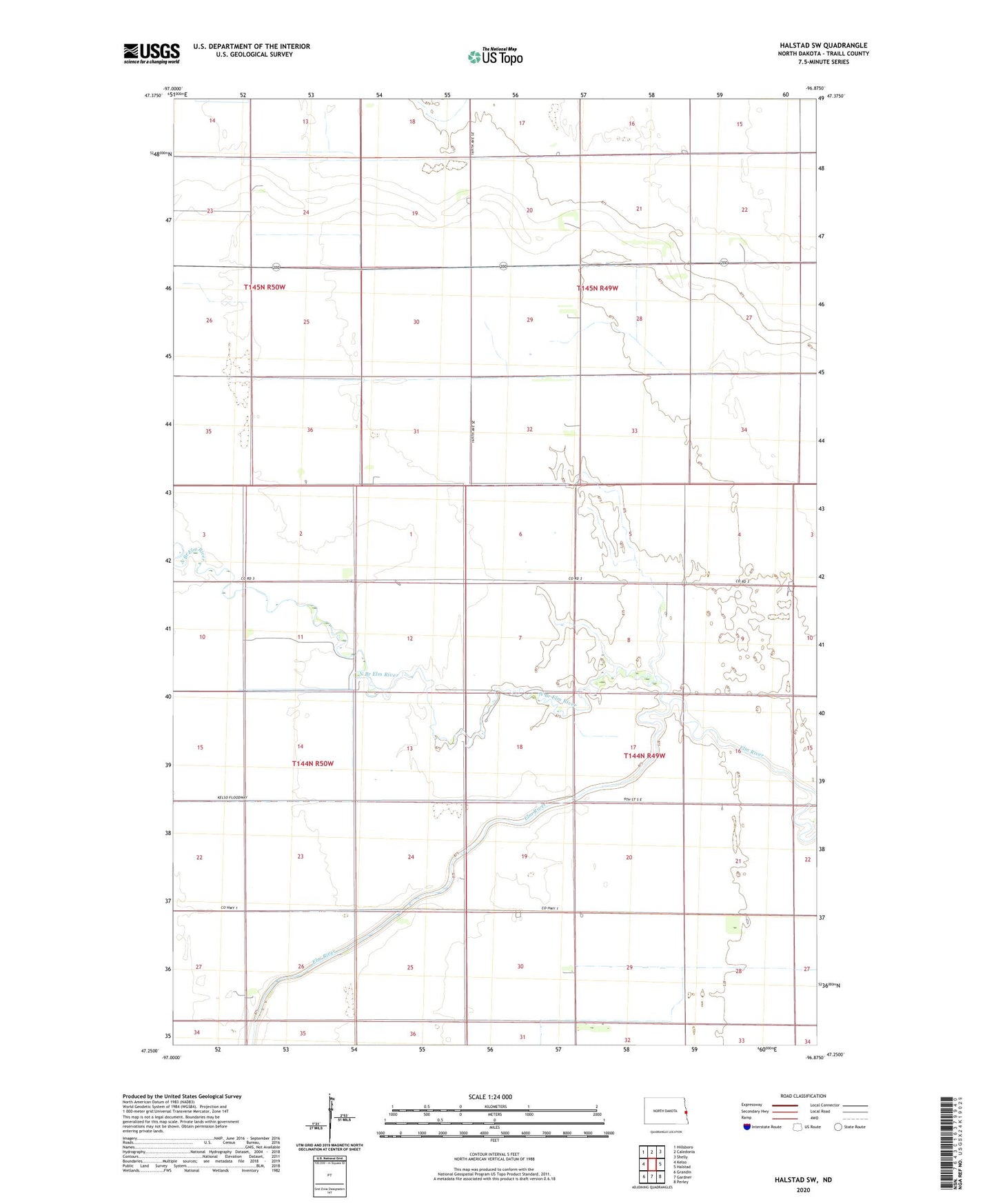 Halstad SW North Dakota US Topo Map Image