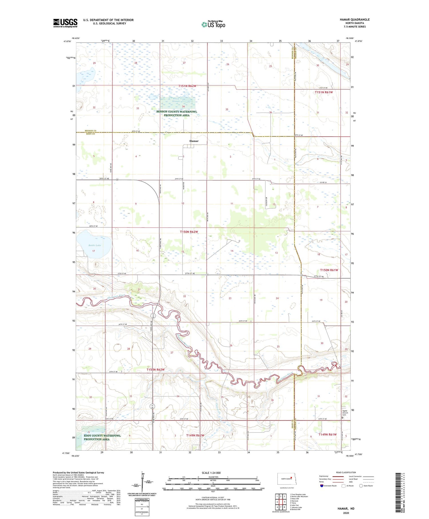 Hamar North Dakota US Topo Map Image