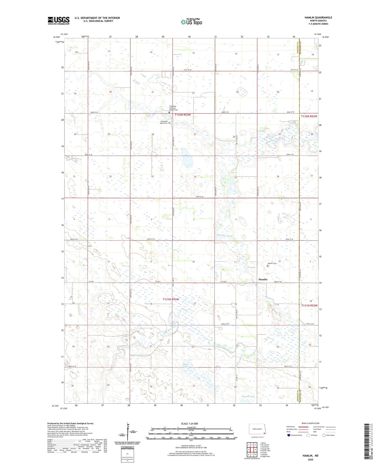 Hamlin North Dakota US Topo Map Image