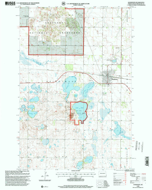 Classic USGS Hankinson North Dakota 7.5'x7.5' Topo Map Image