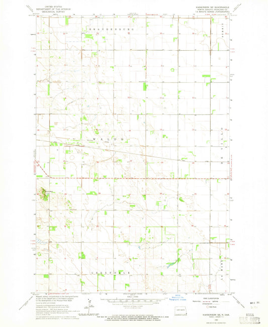 Classic USGS Hankinson SE North Dakota 7.5'x7.5' Topo Map Image