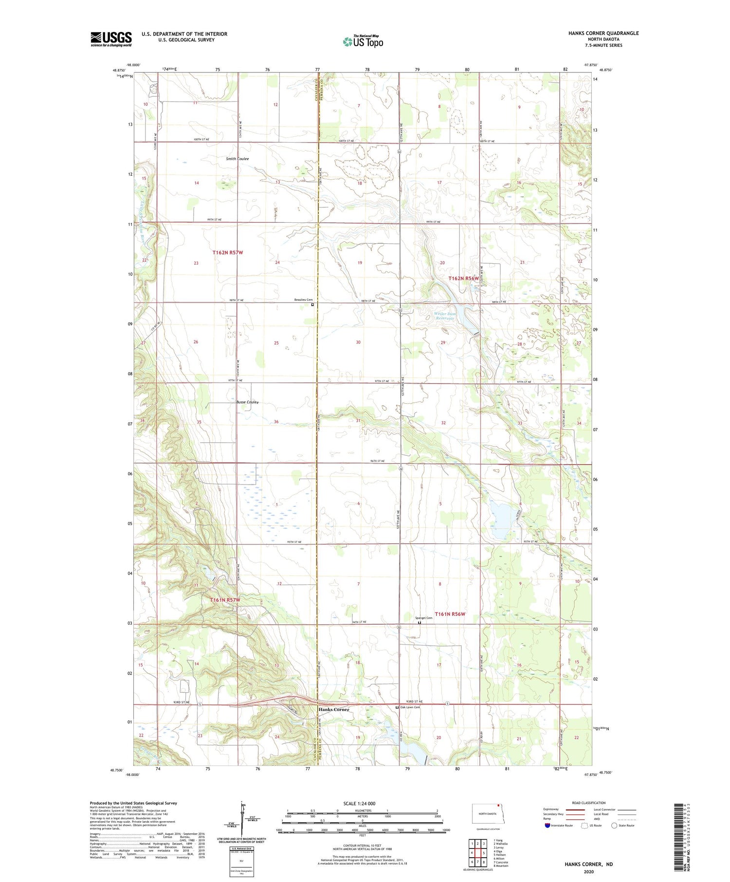 Hanks Corner North Dakota US Topo Map Image