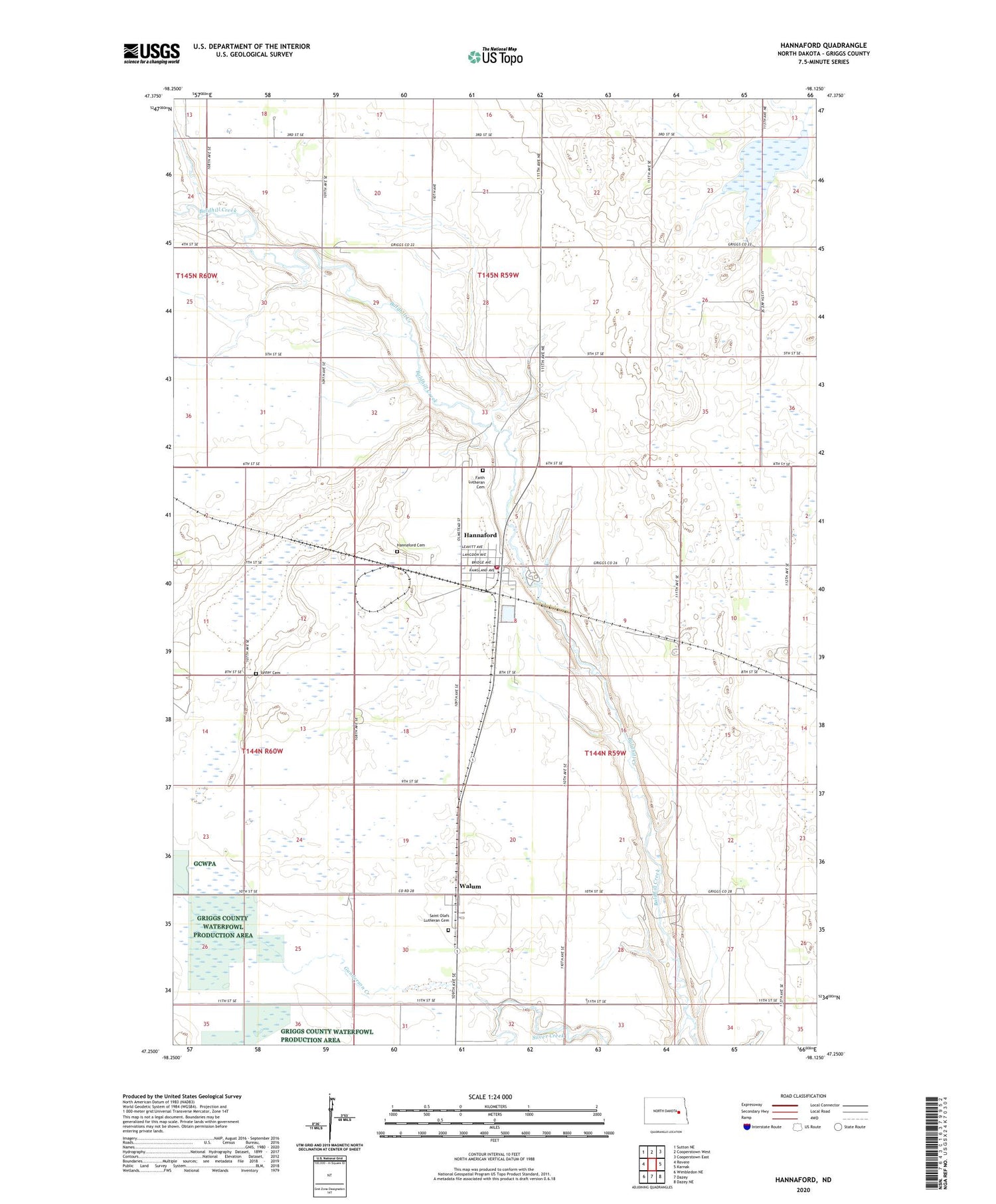 Hannaford North Dakota US Topo Map Image