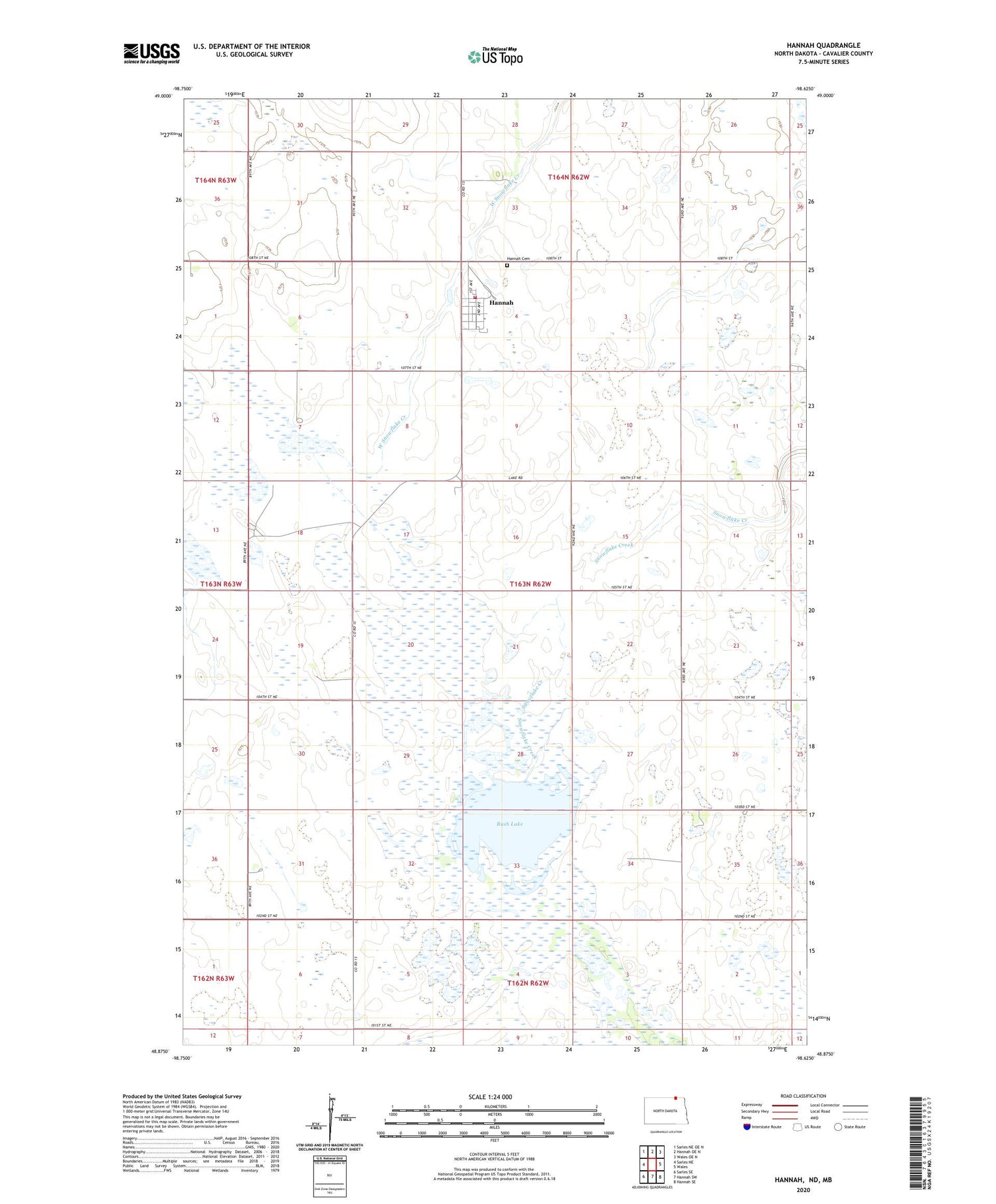 Hannah North Dakota US Topo Map Image