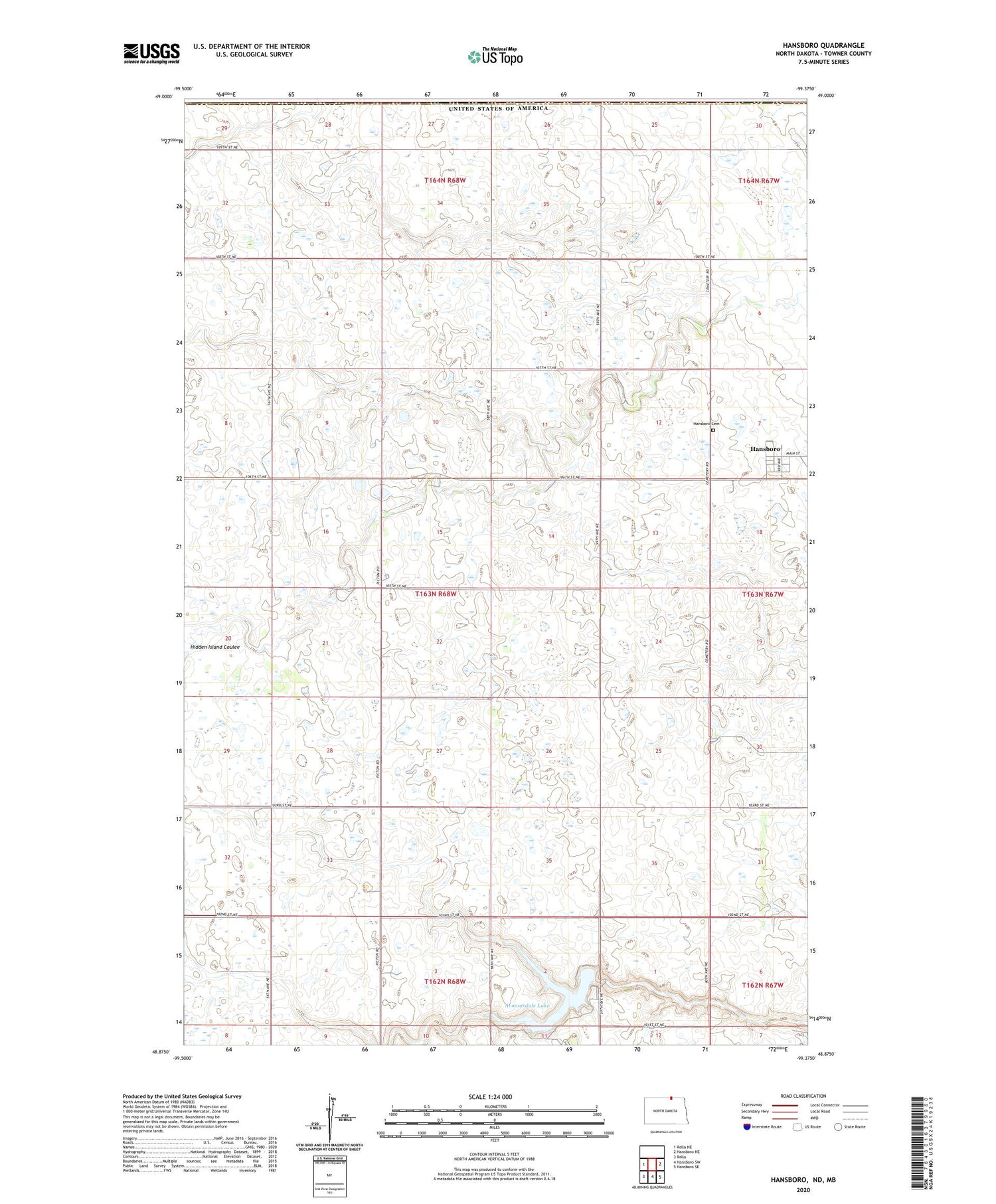 Hansboro North Dakota US Topo Map Image