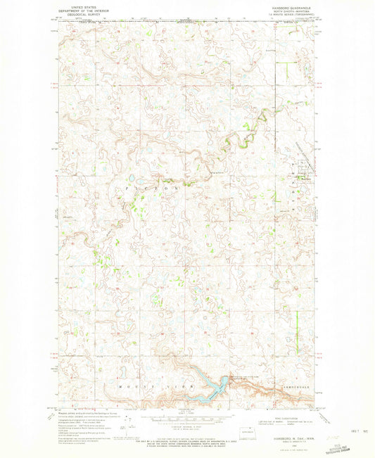 Classic USGS Hansboro North Dakota 7.5'x7.5' Topo Map Image