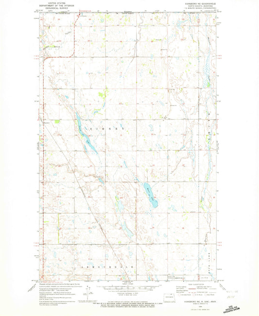 Classic USGS Hansboro NE North Dakota 7.5'x7.5' Topo Map Image