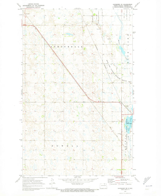 Classic USGS Hansboro SE North Dakota 7.5'x7.5' Topo Map Image