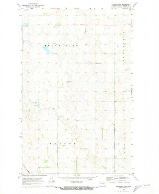 Classic USGS Hansboro SW North Dakota 7.5'x7.5' Topo Map Image