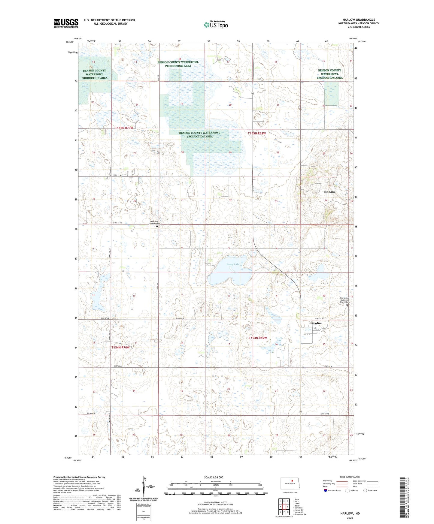 Harlow North Dakota US Topo Map Image