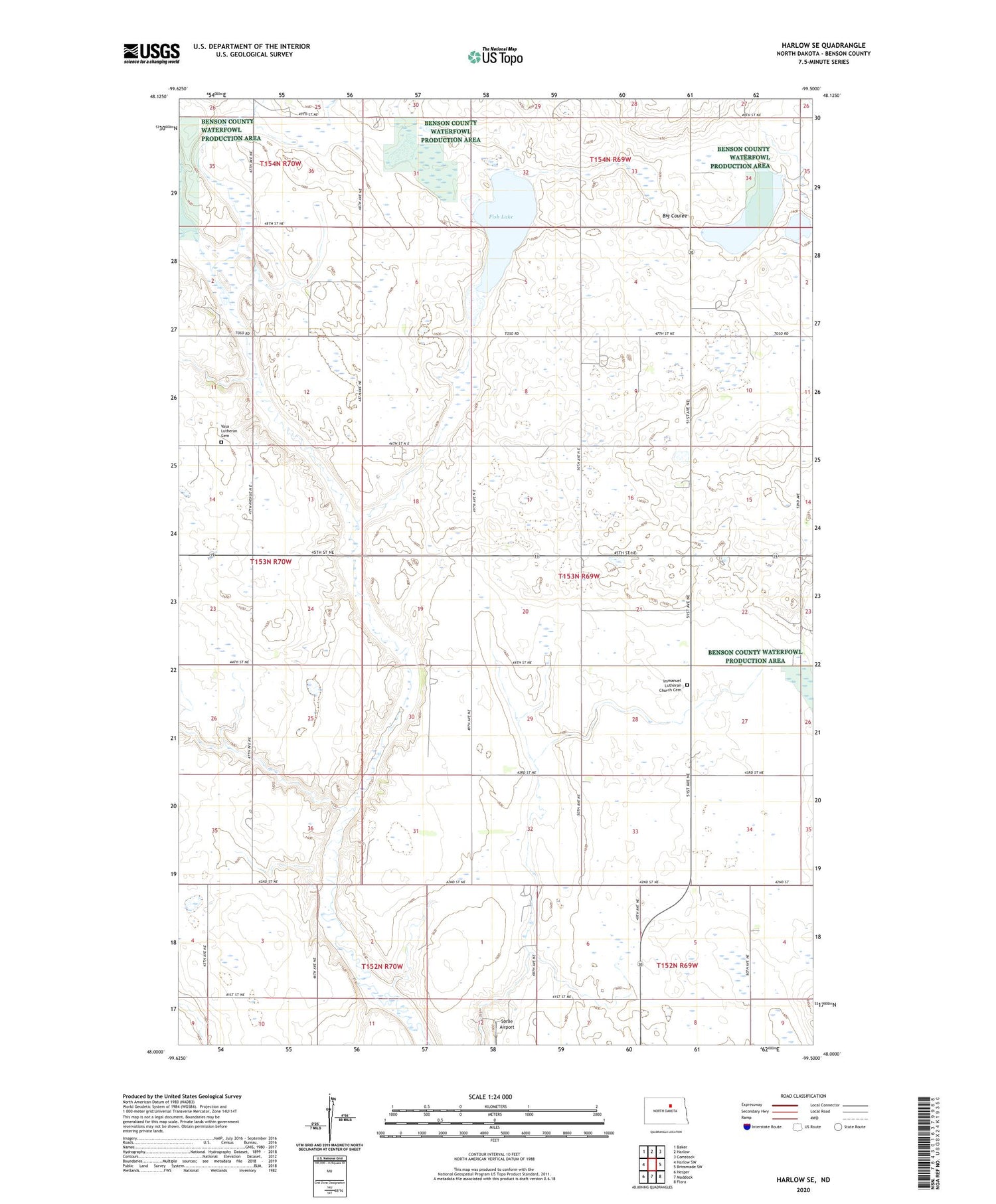 Harlow SE North Dakota US Topo Map Image