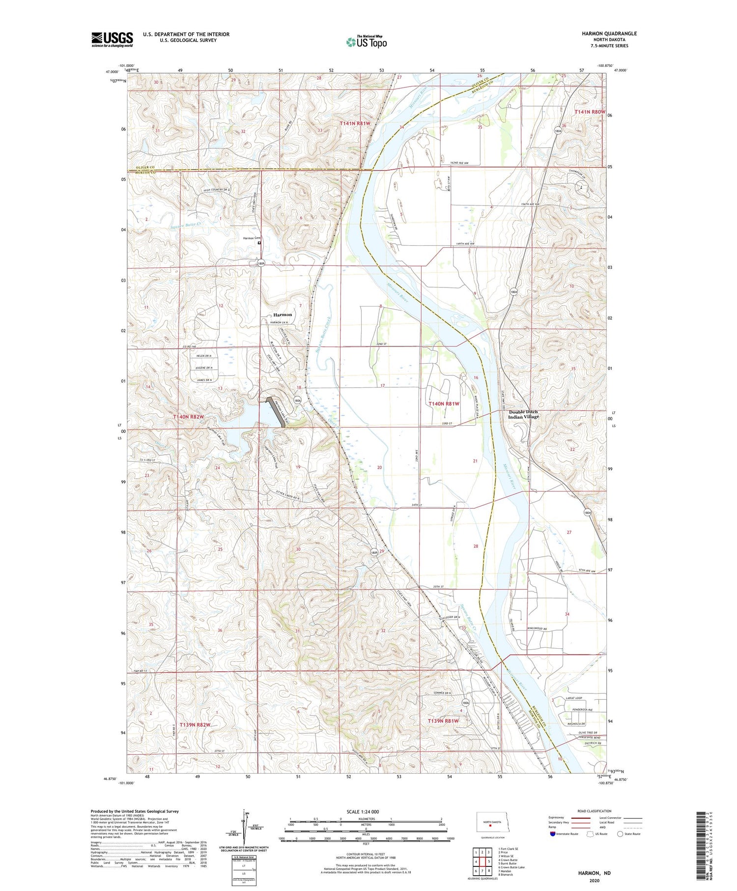 Harmon North Dakota US Topo Map Image