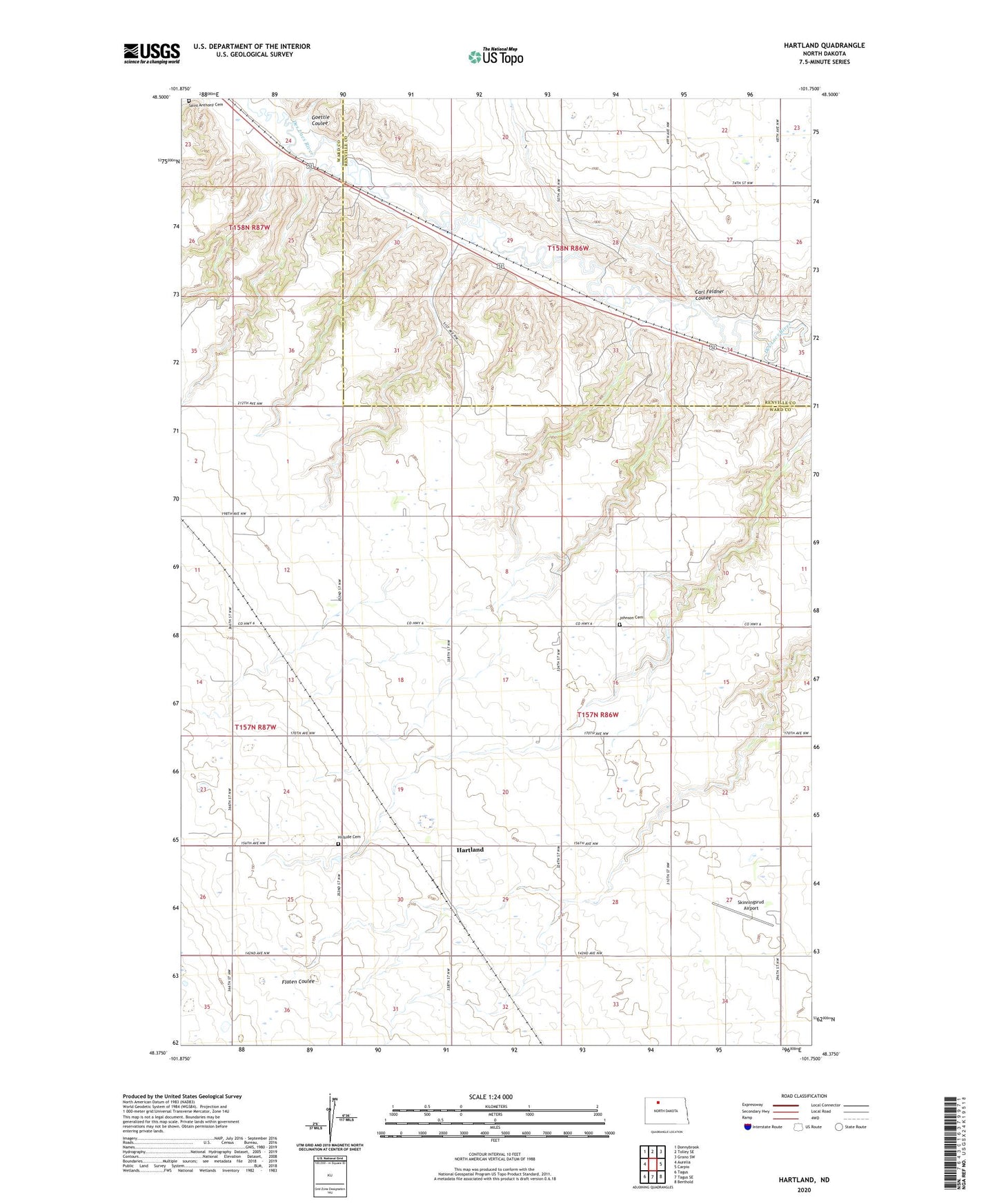 Hartland North Dakota US Topo Map Image