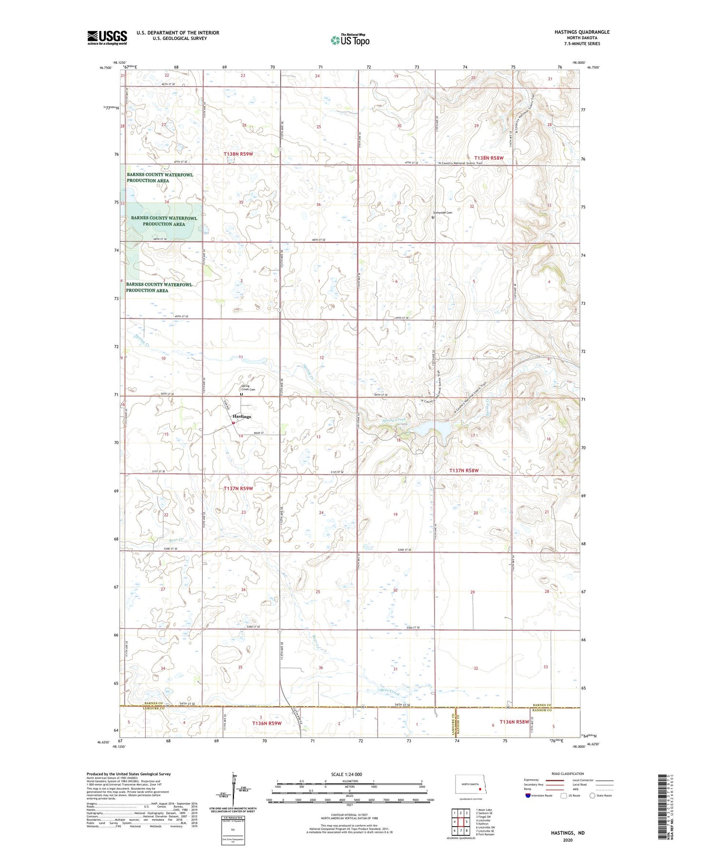 Hastings North Dakota US Topo Map Image