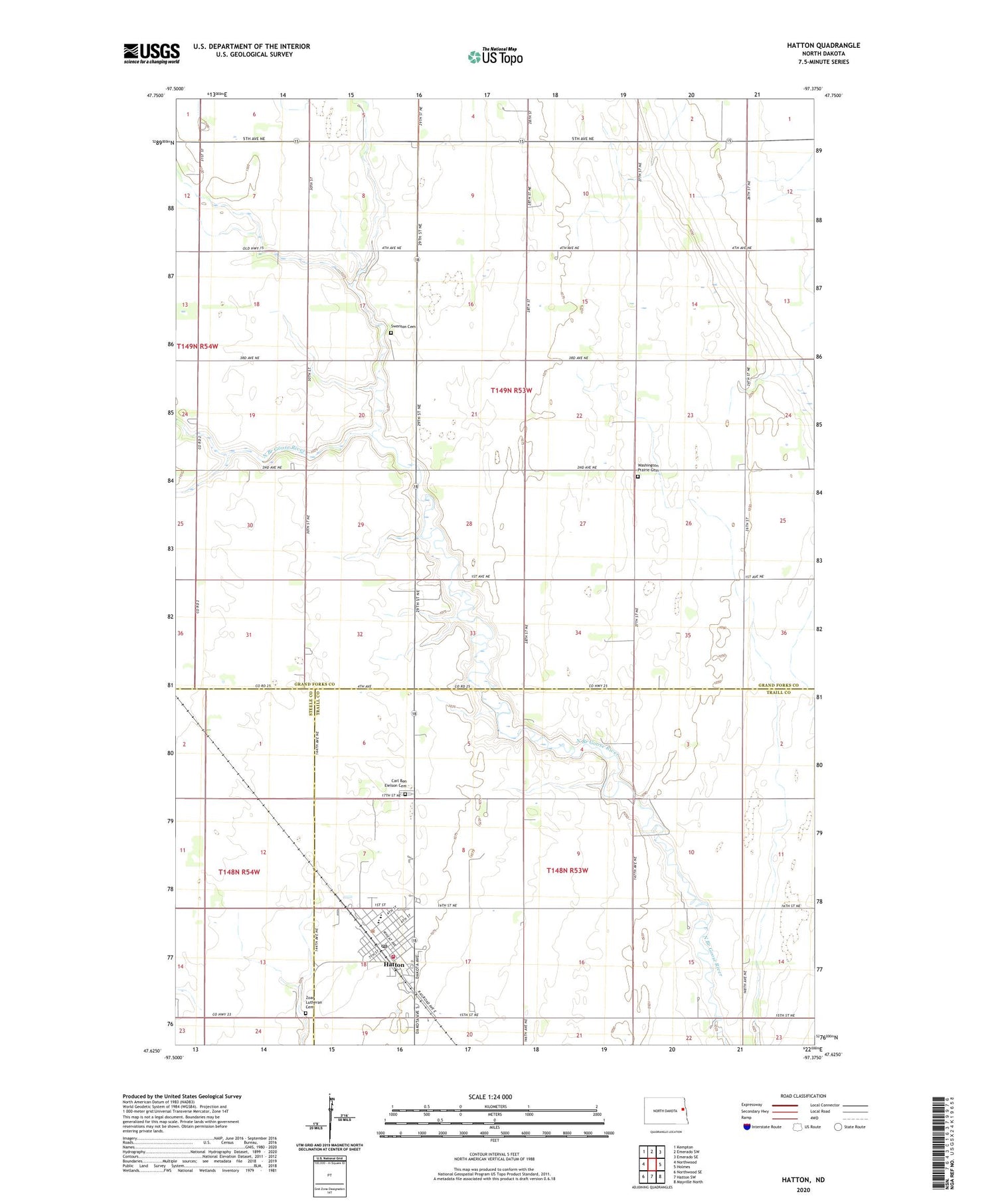 Hatton North Dakota US Topo Map Image
